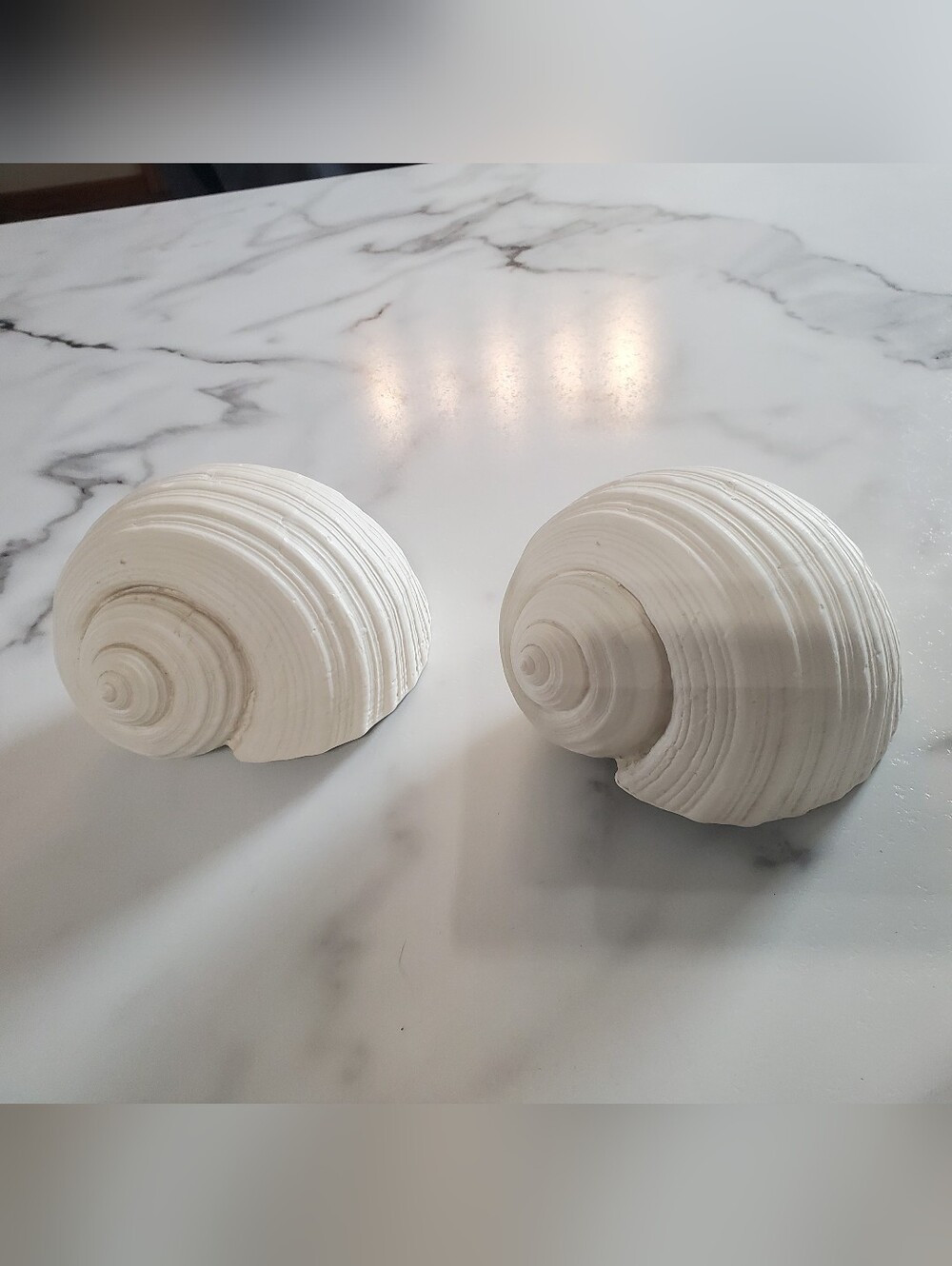 2 White Faux Conch Seashells Beach Decor - Picture 2 of 10